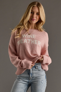 PANACHE APPAREL: WINE WEATHER LIGHTWEIGHT SWEATER - LIGHT PINK