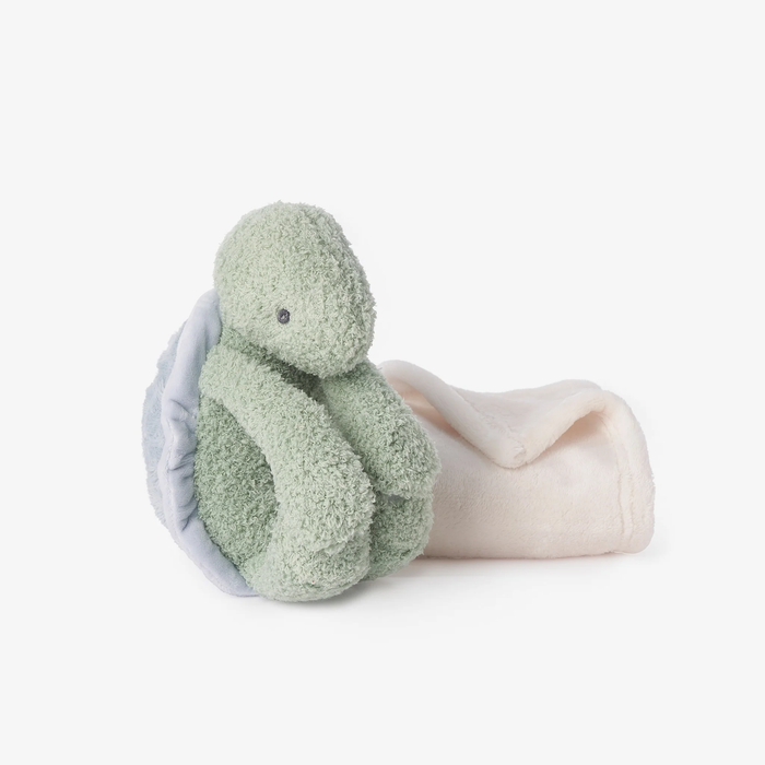 ELEGANT BABY: TURTLE MINI HUGGIE PLUSH TOY & BLANKET - 19" X 19"