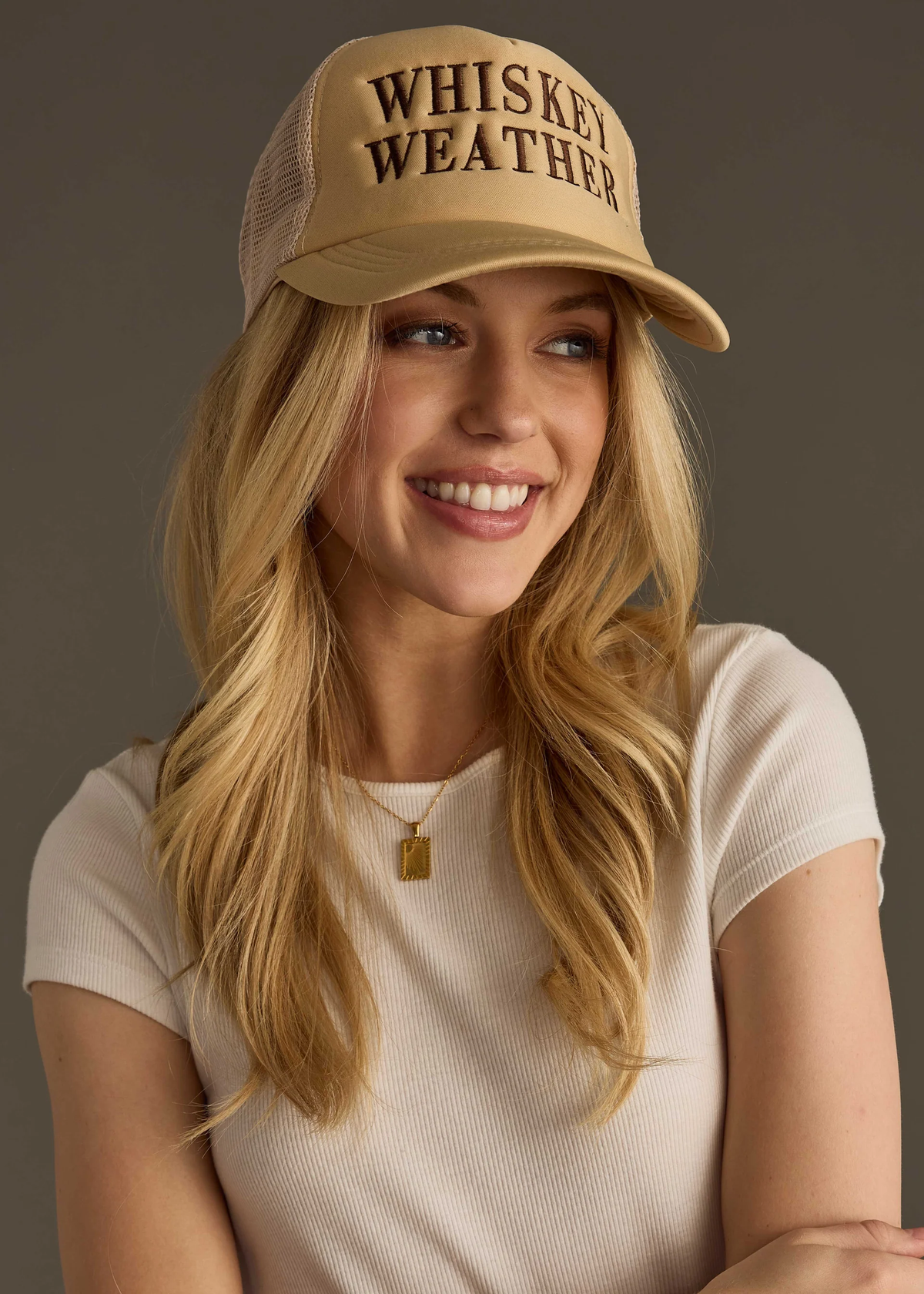 PANACHE APPAREL: WHISKEY WEATHER TRUCKER HAT - TAN & BROWN