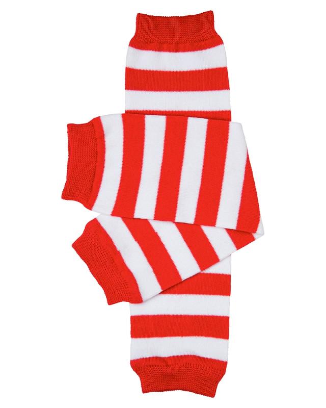 LEG WARMERS: RED & WHITE STRIPE (ONE SIZE)