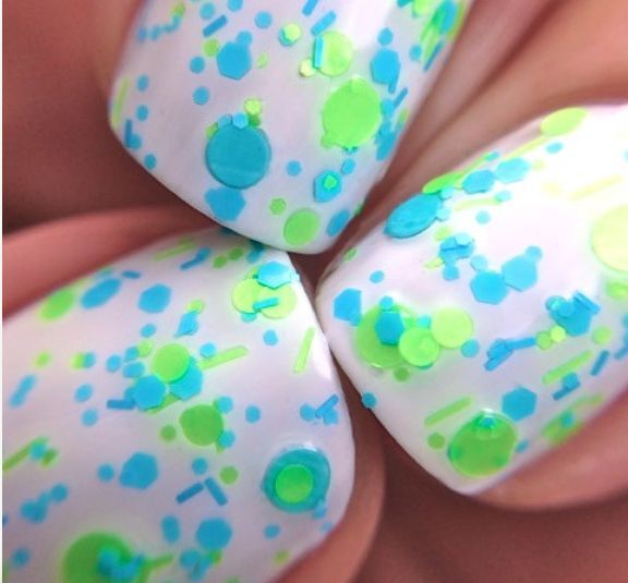 POLISH ME SILLY: HANGIN' LOOSE - POLKA DOT NEON GLITTER NAIL POLISH