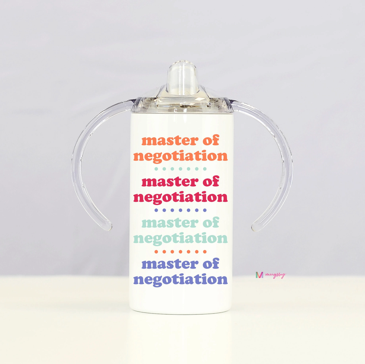 MUGSBY: MASTER OF NEGOTIATION KIDS STAINLESS STEEL TRAVEL CUP