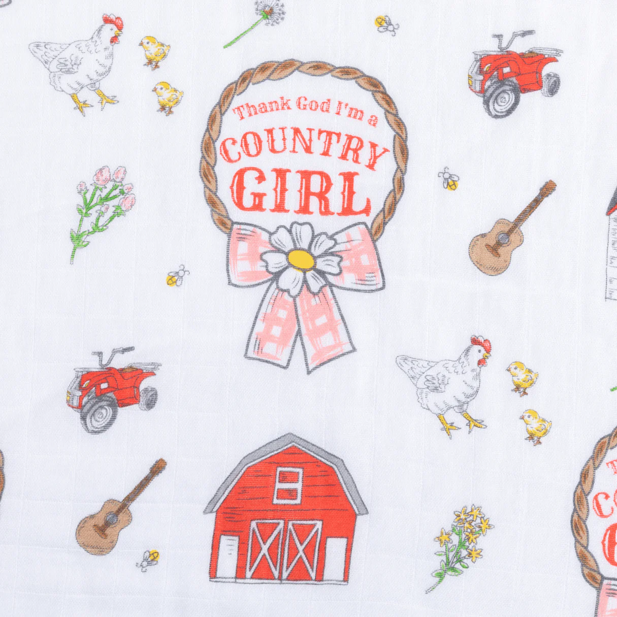 LITTLE HOMETOWN: COUNTRY GIRL MUSLIN SWADDLE RECEIVING BLANKET