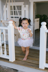 MILA & ROSE: WHITE & GOLD GLITTER RUFFLE TUTU BLOOMER