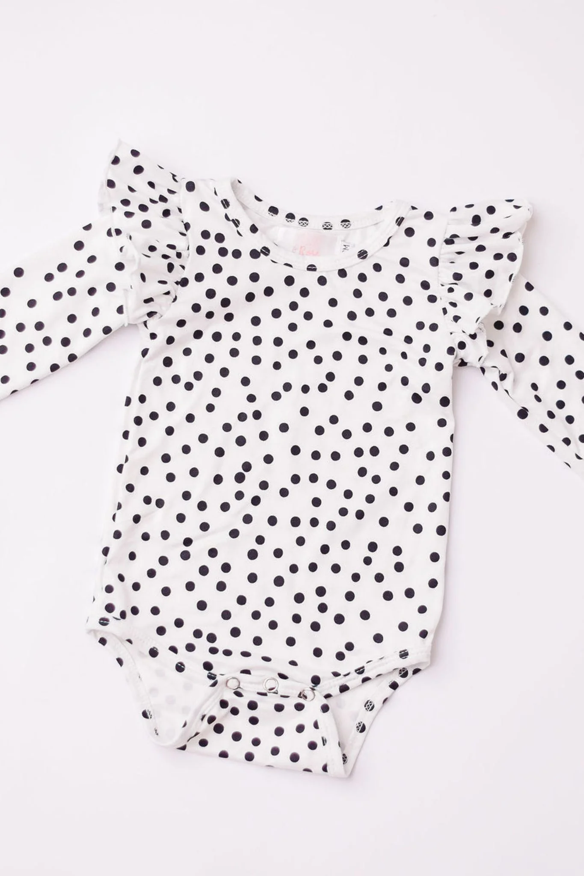 MILA & ROSE: SCATTERED DOT LONG SLEEVE FLUTTER BODYSUIT