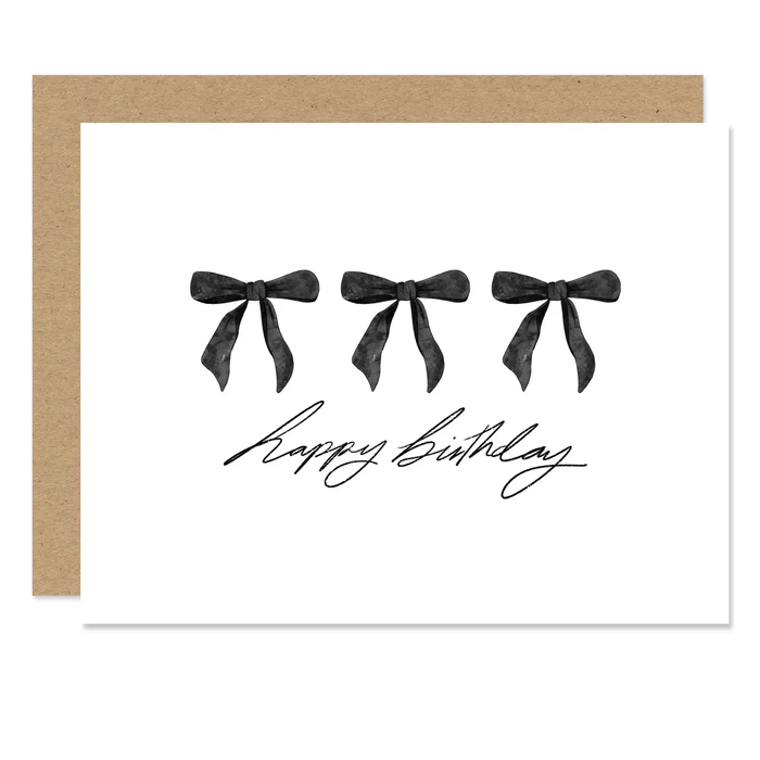 MADDON & CO:  HAPPY BIRTHDAY BOW CARD - BLACK