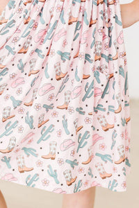 MILA & ROSE: CACTUS COWGIRL S/S POCKET TWIRL DRESS