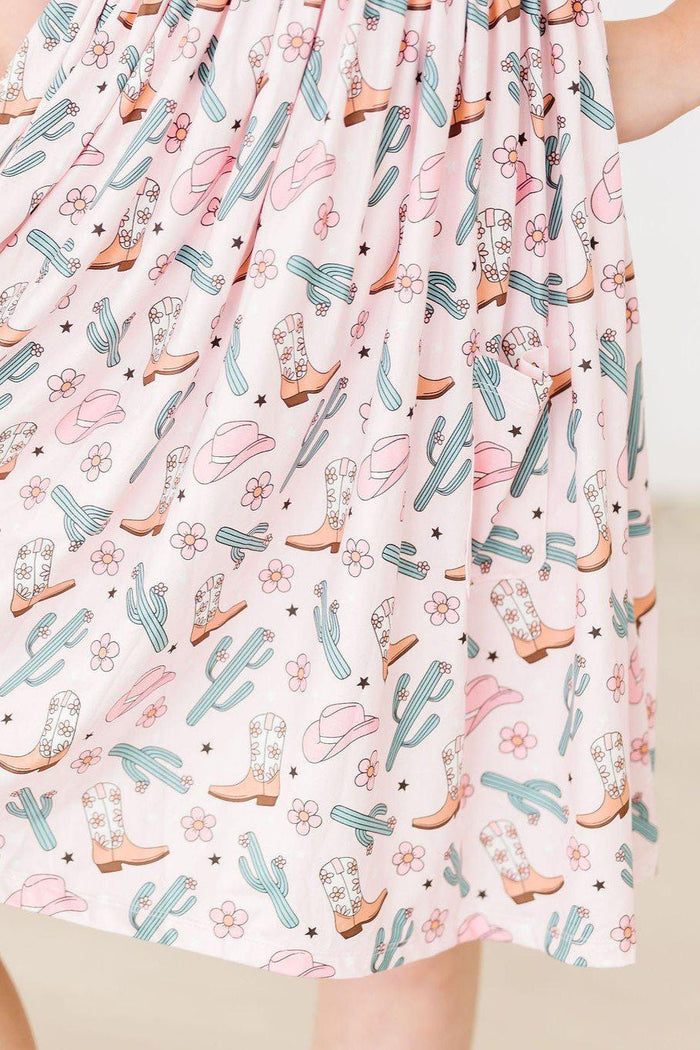 MILA & ROSE: CACTUS COWGIRL S/S POCKET TWIRL DRESS