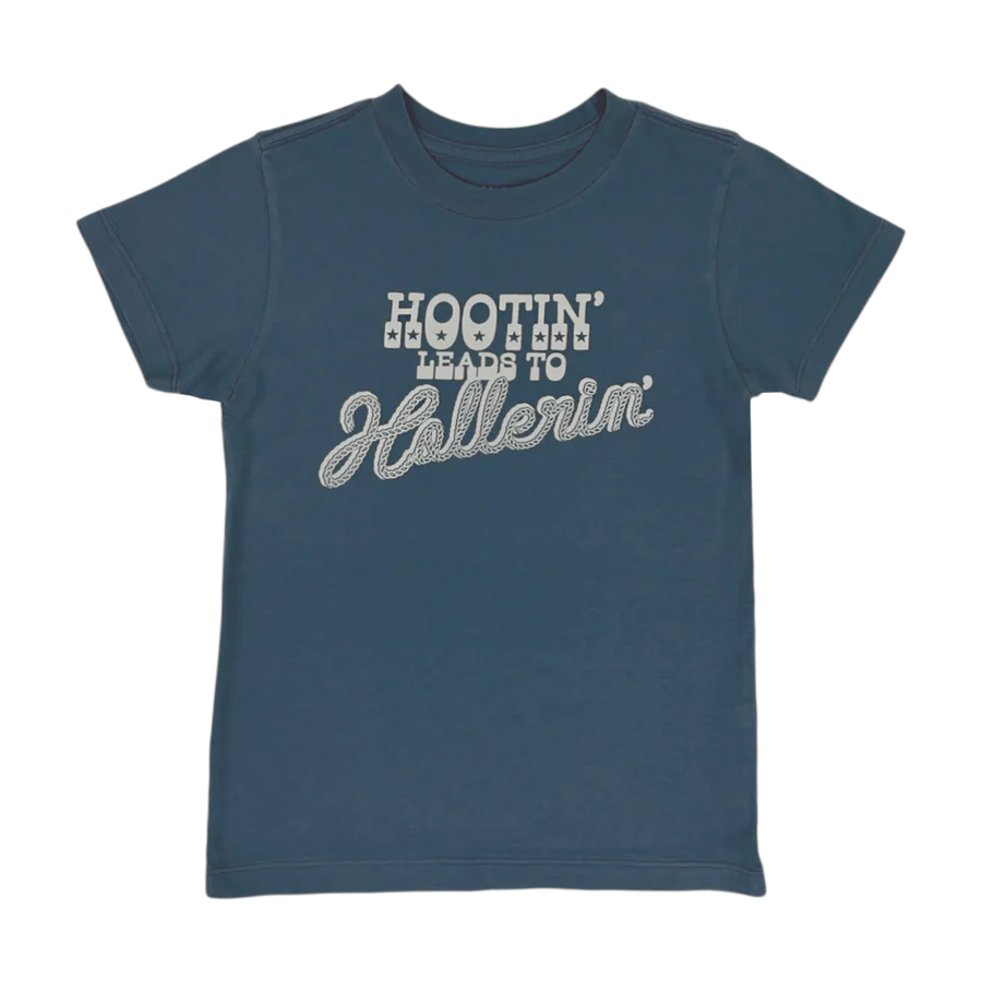 TINY WHALES: HOOTIN' LEADS TO HOLLERIN' TEE - LIGHT NAVY