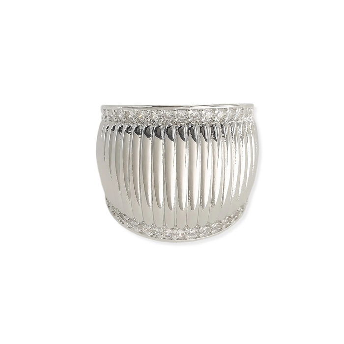 RIBBED CZ RING