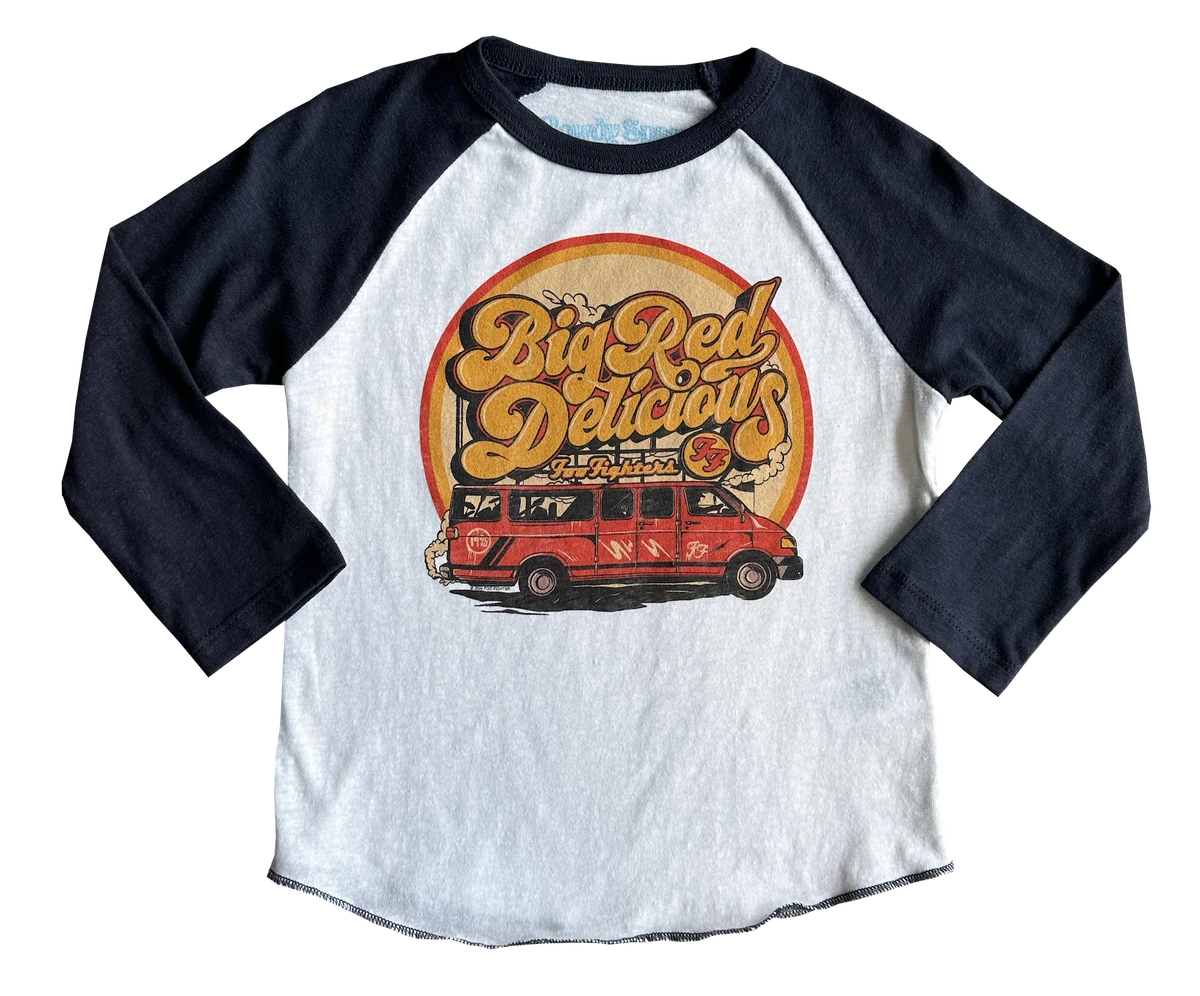 ROWDY SPROUT: FOO FIGHTERS BIG RED DELICIOUS RAGLAN - VINTAGE WHITE/VINTAGE BLACK