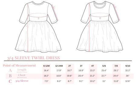 MILA & ROSE: LITTLE MISS CHICKIE 3/4 SLEEVE POCKET TWIRL DRESS