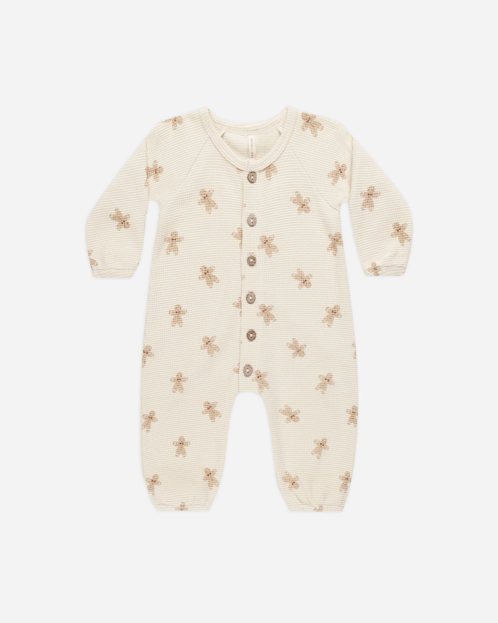 QUINCY MAE: WAFFLE LONG SLEEVE JUMPSUIT || GINGERBREAD