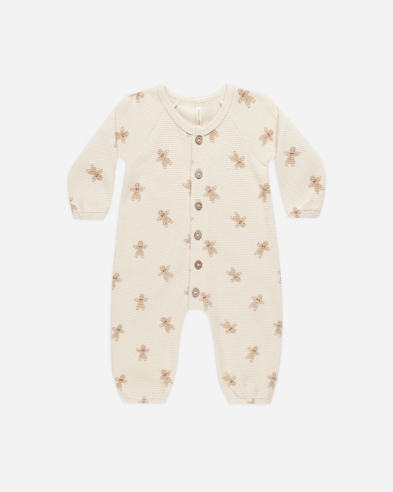 QUINCY MAE: WAFFLE LONG SLEEVE JUMPSUIT || GINGERBREAD