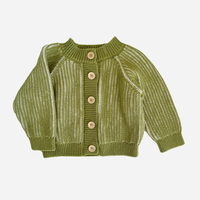 THE BLUEBERRY HILL: COTTON BRIOCHE CARDIGAN - GREEN