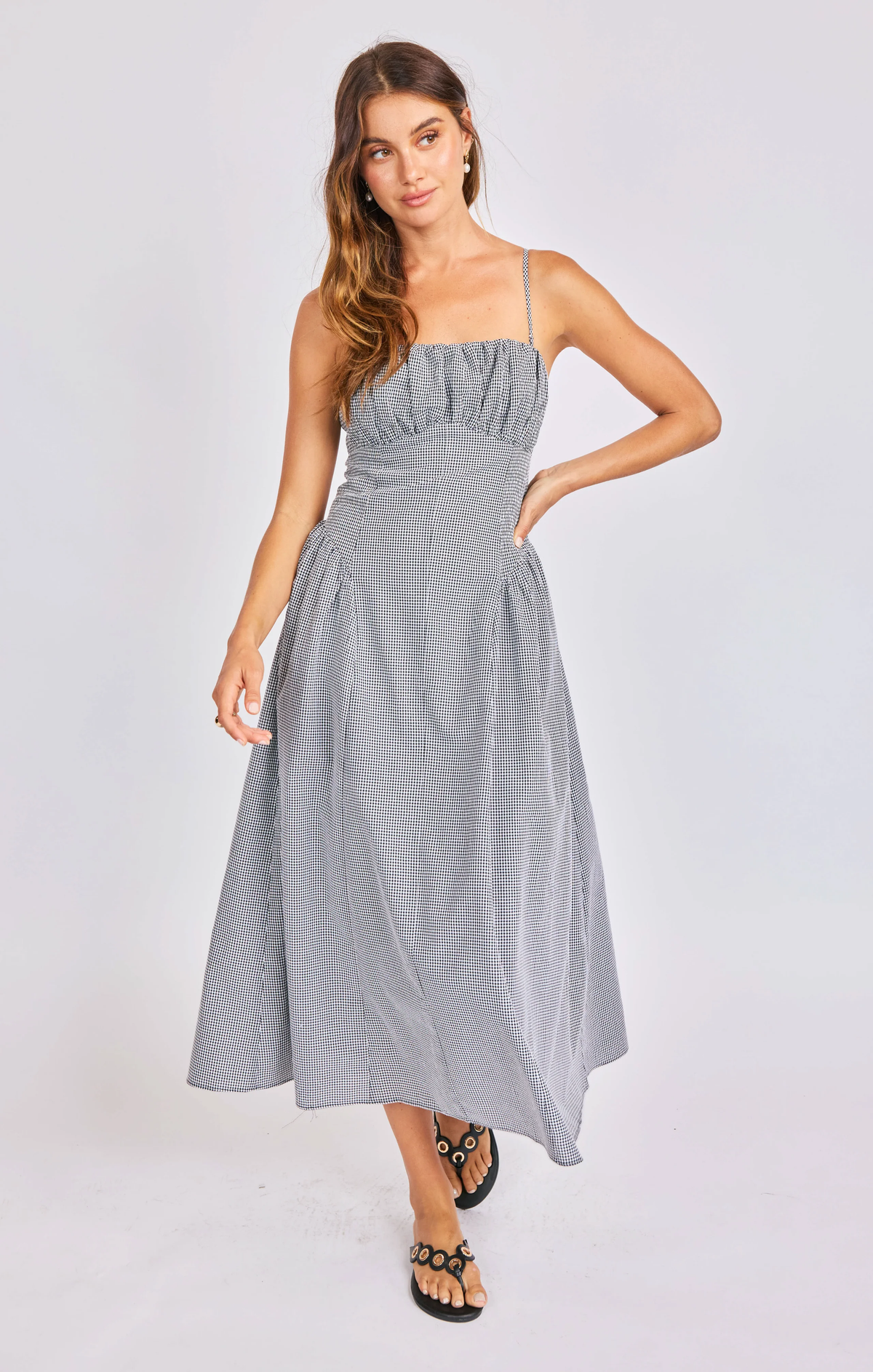 SAGE THE LABEL: BOARDWALK MIDI DRESS - BLACK/WHITE GINGHAM