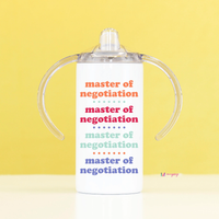 MUGSBY: MASTER OF NEGOTIATION KIDS STAINLESS STEEL TRAVEL CUP