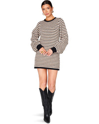 SHOW ME YOUR MUMU: MARION SWEATER DRESS - BLACK GEO KNIT