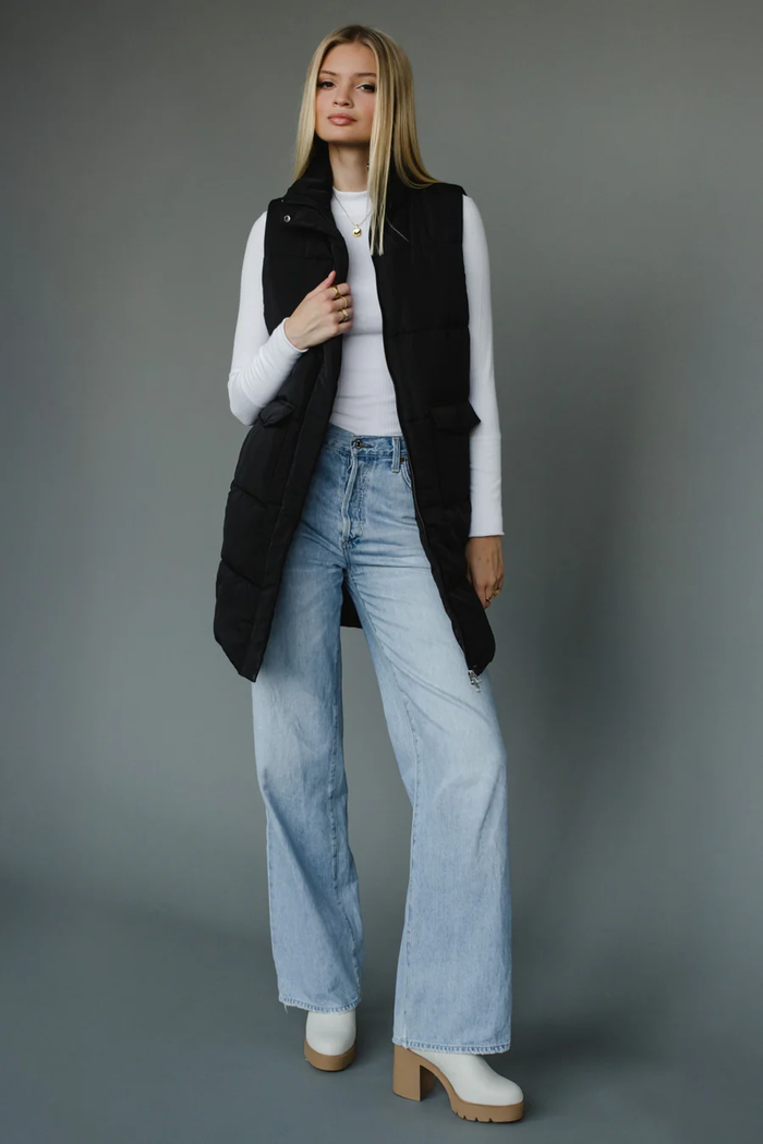 PANACHE: ELLE LONG VEST - BLACK