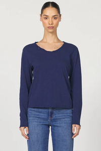 DEAR JOHN: VANYA LONG SLEEVE TEE SLUB - BLACK IRIS