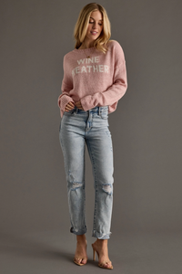 PANACHE APPAREL: WINE WEATHER LIGHTWEIGHT SWEATER - LIGHT PINK