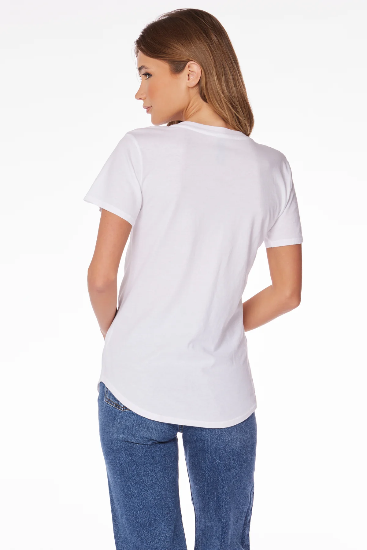 BOBI: SHORT SLEEVE V-NECK TEE - WHITE