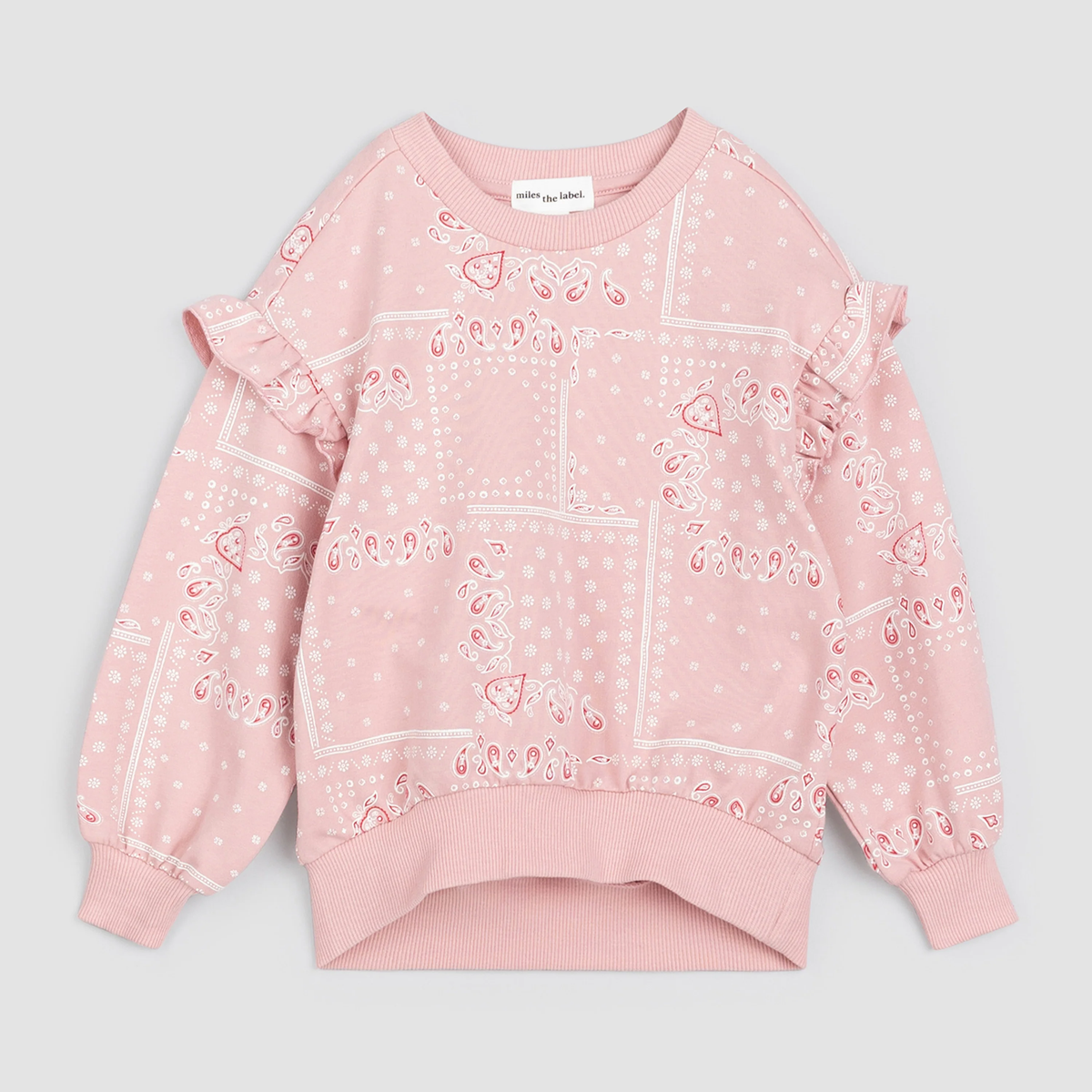 MILES THE LABEL: PAISLEY PRINT ON ROSE SWEATSHIRT