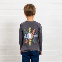 TINY WHALES: GREAT OUTDOORS LONG SLEEVE RAGLAN - MINERAL BLACK