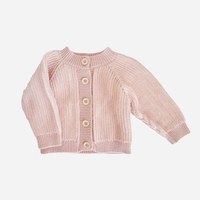 THE BLUEBERRY HILL: COTTON BRIOCHE CARDIGAN - BLUSH