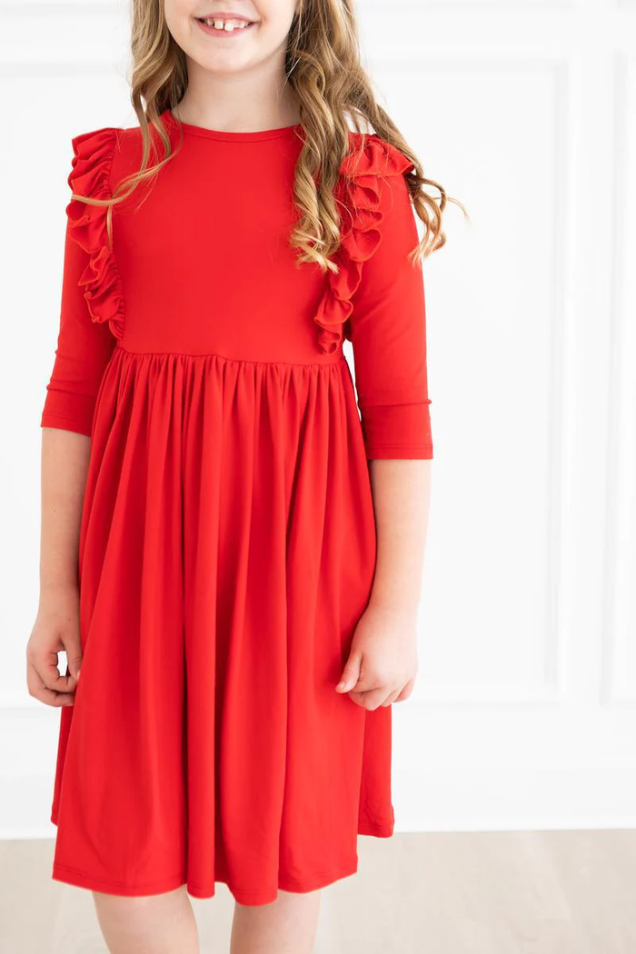 MILA & ROSE: RED RUFFLE TWIRL DRESS