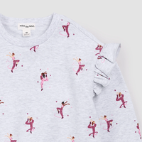 MILES THE LABEL: DANCER PRINT ON LIGHT GREY MIX SWEATSHIRT