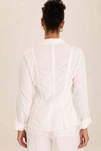XCVI: TWILL SAFARI JACKET - WHITE