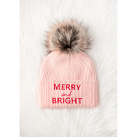 PANACHE APPAREL: BLUSH MERRY & BRIGHT KNIT POM HAT