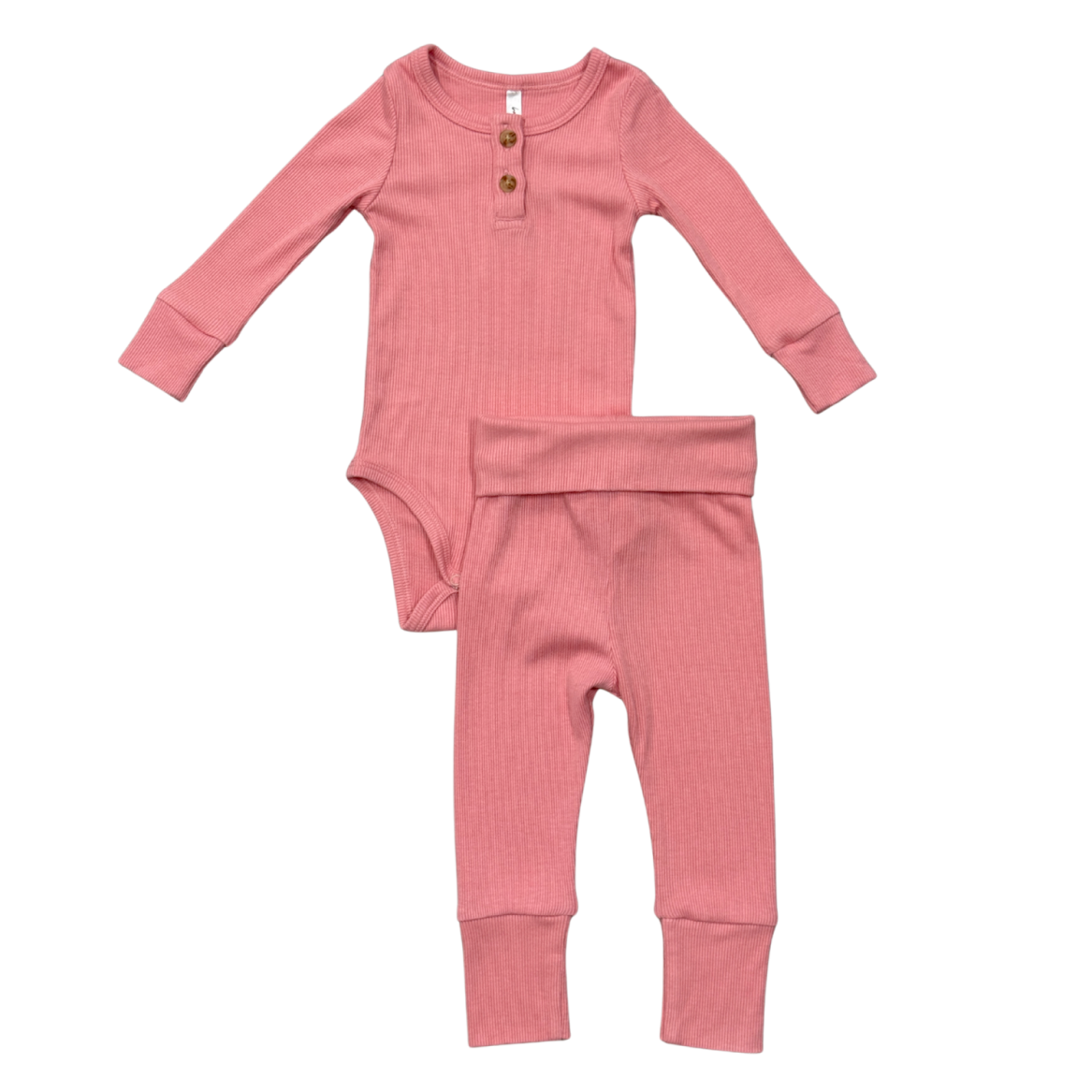 BABYSPROUTS: BABY GIRL RIBBED HENLEY BODYSUIT - ROSE ELEGANCE