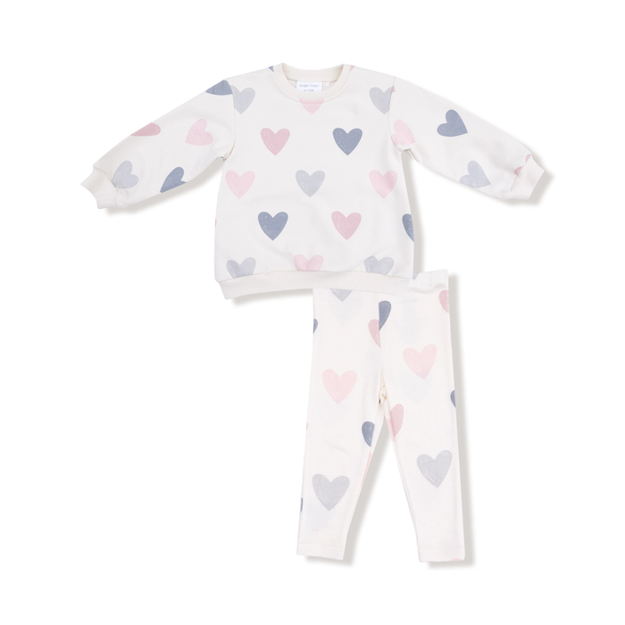 ANGEL DEAR: PUFFY LONG SLEEVE OVERSIZED SWEATSHIRT + LEGGING - HEARTS