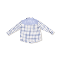 ANGEL DEAR: LONG SLEEVE WESTERN PEARL SNAP SHIRT - BLUE PLAID