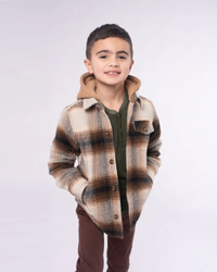APPAMAN: GLEN FLANNEL HOODIE - LUMBER PLAID