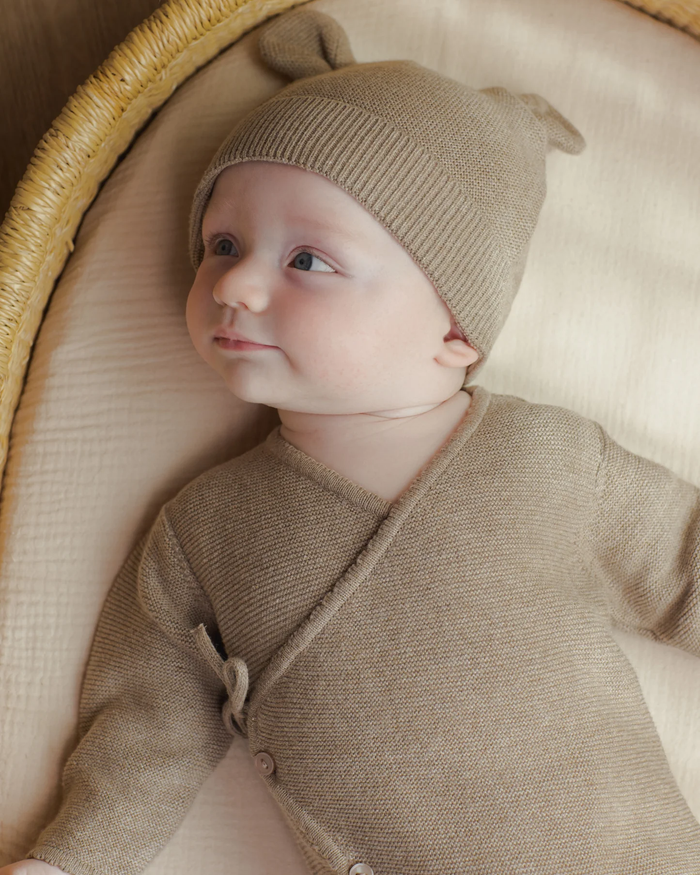 QUINCY MAE:  WRAP KNIT FOOTIE || HEATHERED MOCHA