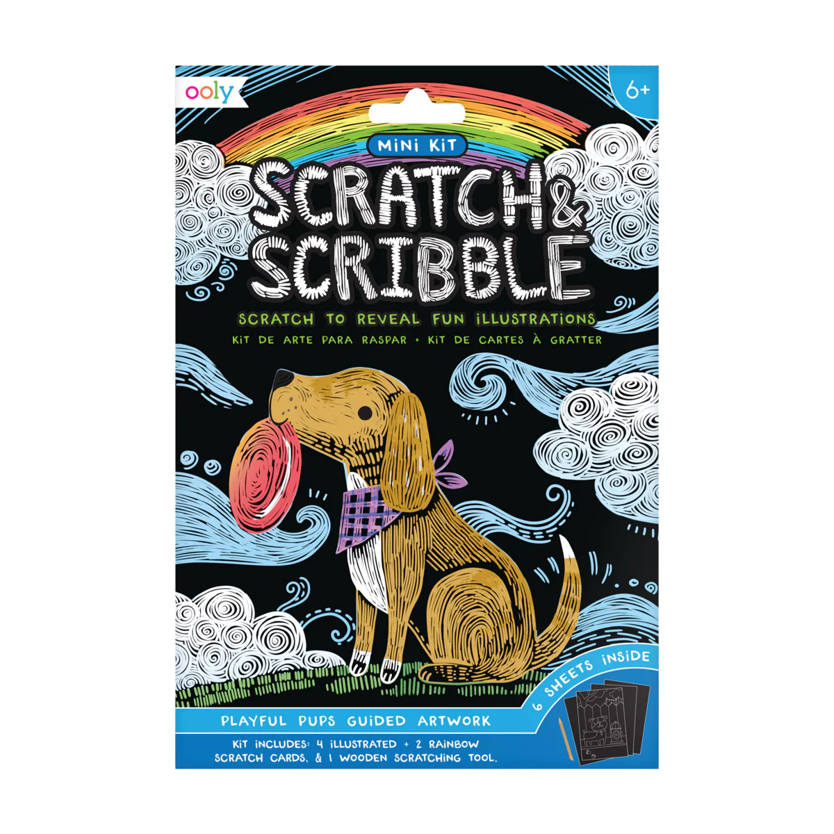 OOLY: MINI SCRATCH & SCRIBBLE ART KIT - PLAYFUL PUPS