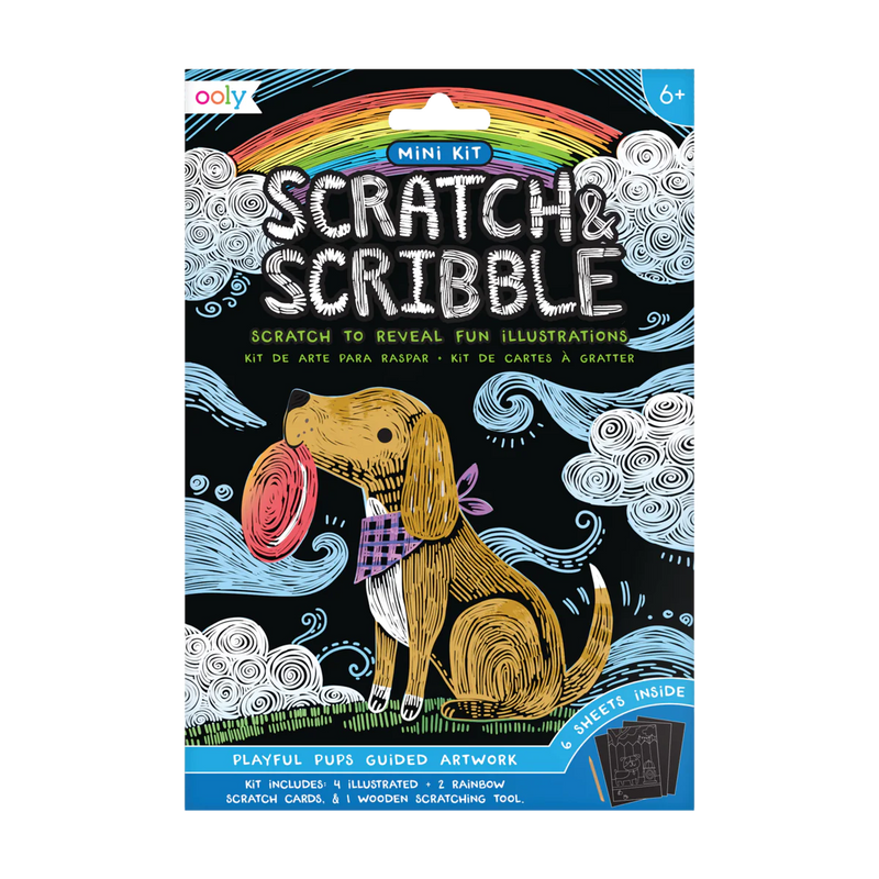 OOLY: MINI SCRATCH & SCRIBBLE ART KIT - PLAYFUL PUPS