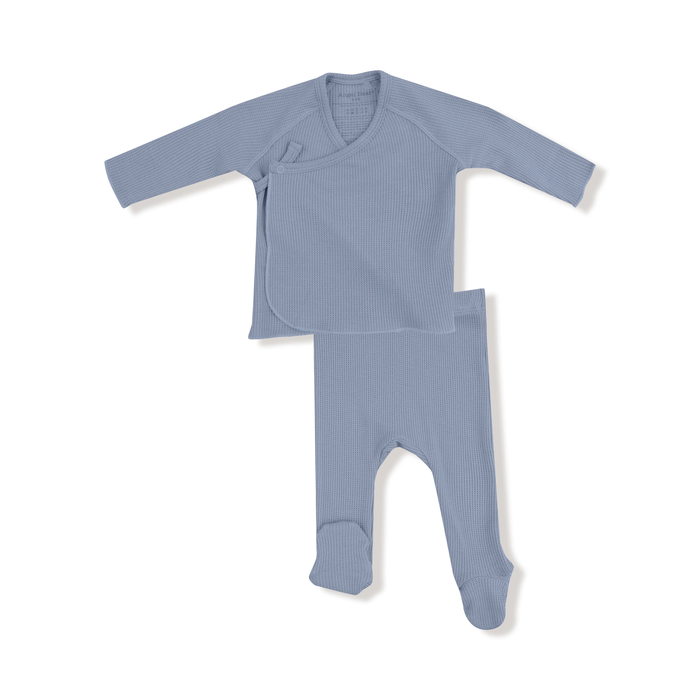 ANGEL DEAR: LONG SLEEVE KIMONO TOP & FOOTED PANT SET - BLUE BLIZZARD