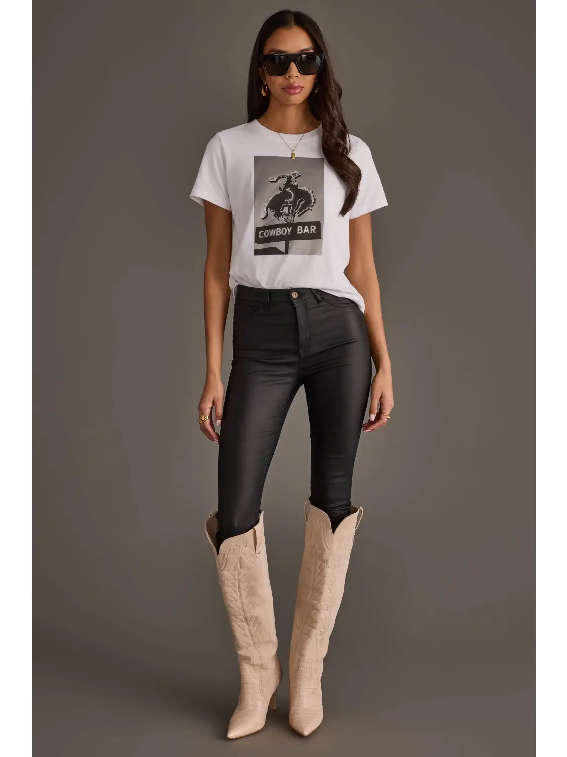 PANACHE APPAREL: COWBOY BAR GRAPHIC TEE - WHITE