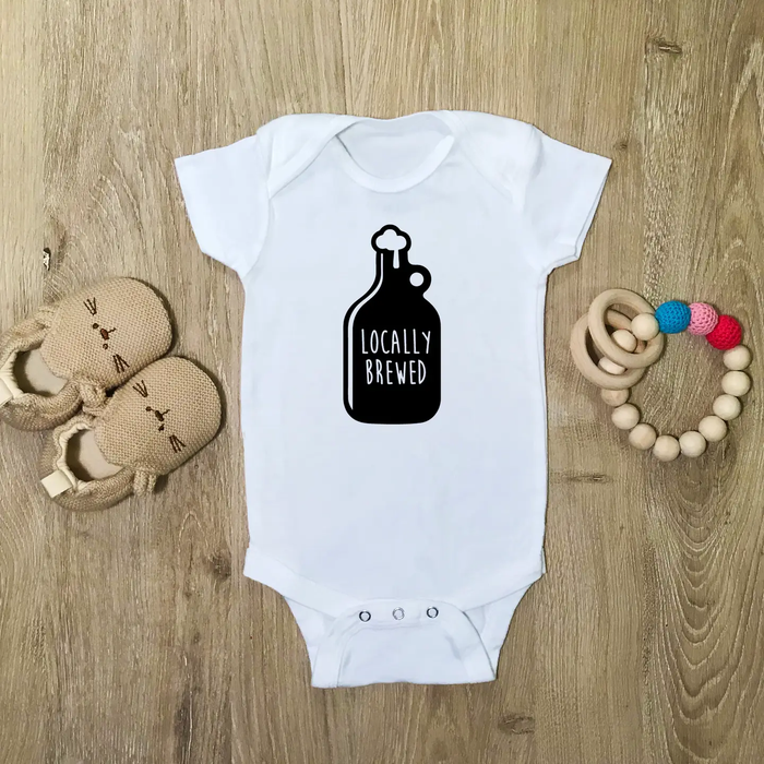LOCALLY BREWED SHORT SLEEVE BABY BODYSUIT - WHITE