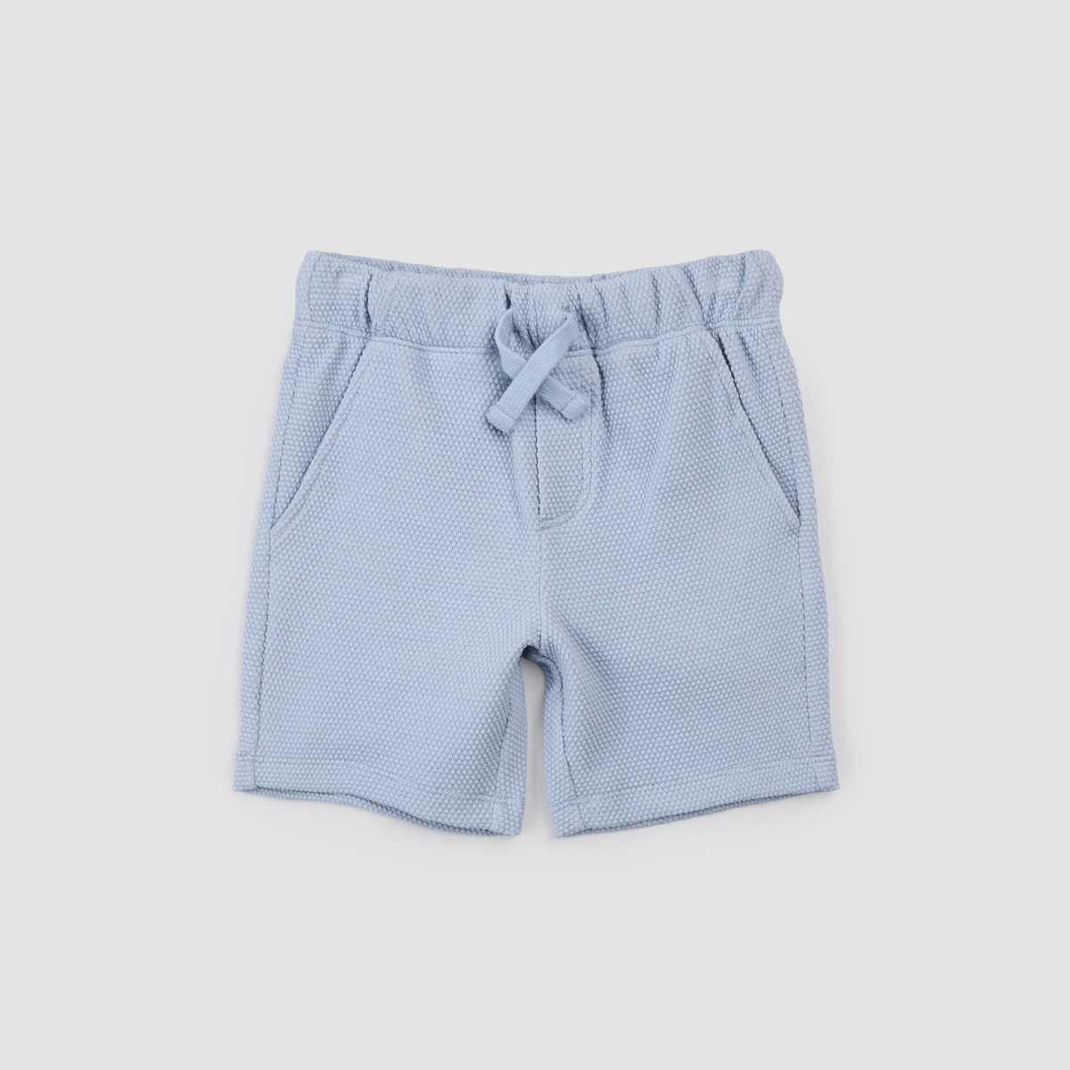 MILES THE LABEL: KNIT POLO TOP & SHORT SET - POWDERED BLUE