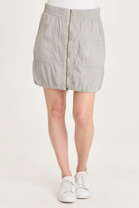 XCVI: CORWYN TEXTURED ZIP-FRONT MINI SKIRT - EARL GREY PIGMENT