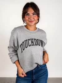 PROJECT SOCIAL T: 'TOUCHDOWN/TAILGATE' REVERSIBLE SWEATSHIRT- HEATHER GREY