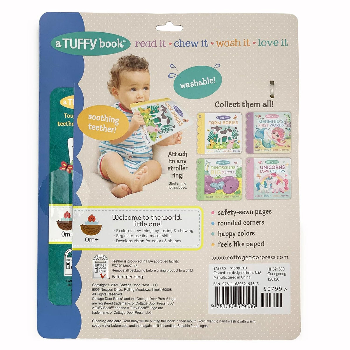 TUFFY BOOK: FARM BABIES WASHABLE, CHEWABLE,  INDESTRUCTIBLE TEETHING BOOK