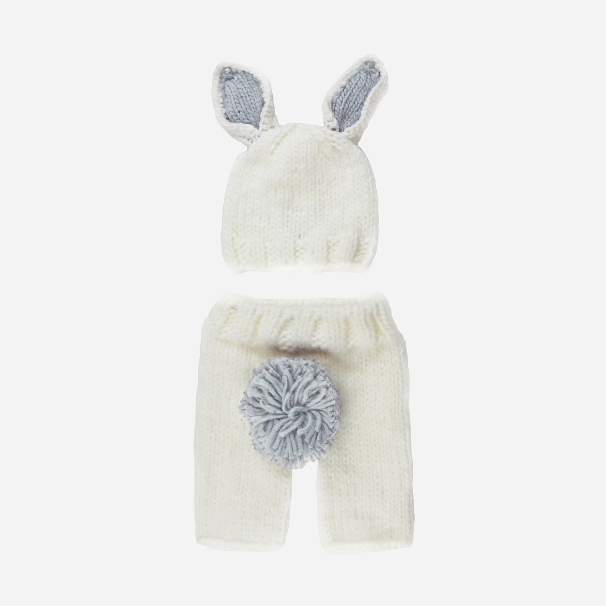 THE BLUEBERRY HILL: BAILEY BUNNY HAT AND PANT NEWBORN SET - GRAY