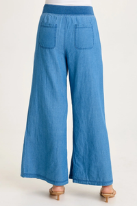 XCVI: JERONA INDIGO PLEATED WIDE LEG PANT - ETIOLATE WASH