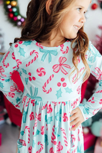 MILA & ROSE: CHRISTMAS CHEER LONG SLEEVE POCKET TWIRL DRESS